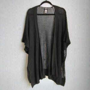 Vince Camuto One Size Open Knit Cardigan Short Sleeve Black Lagenlook Boho Swim
